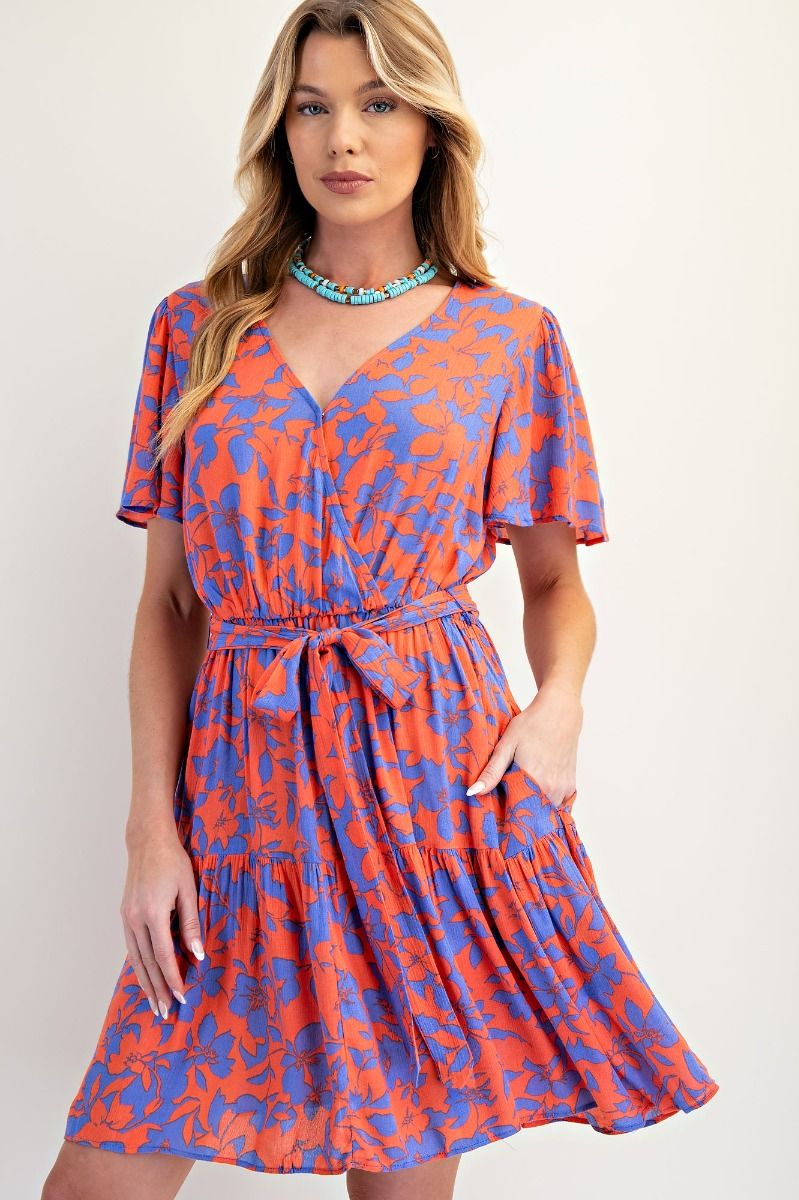 588 Tropical Escape Swing Dress EASEL SM-LARGE