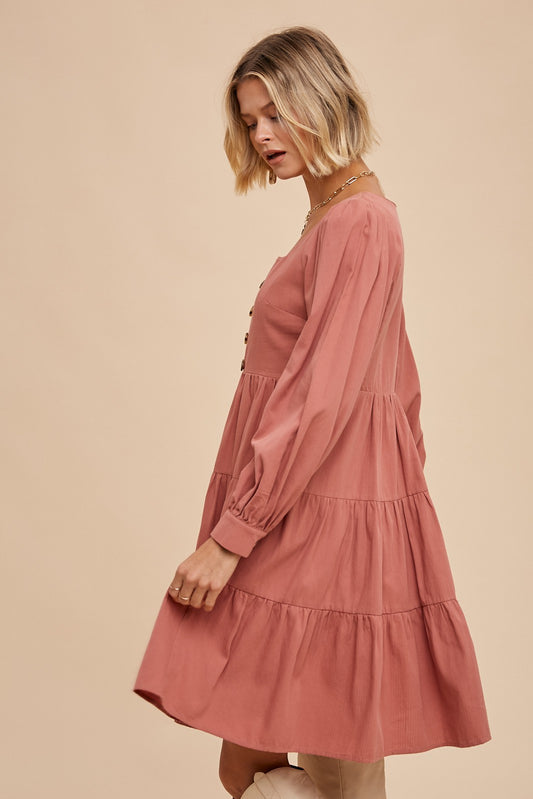 Tiered Square Neck Mini Dress