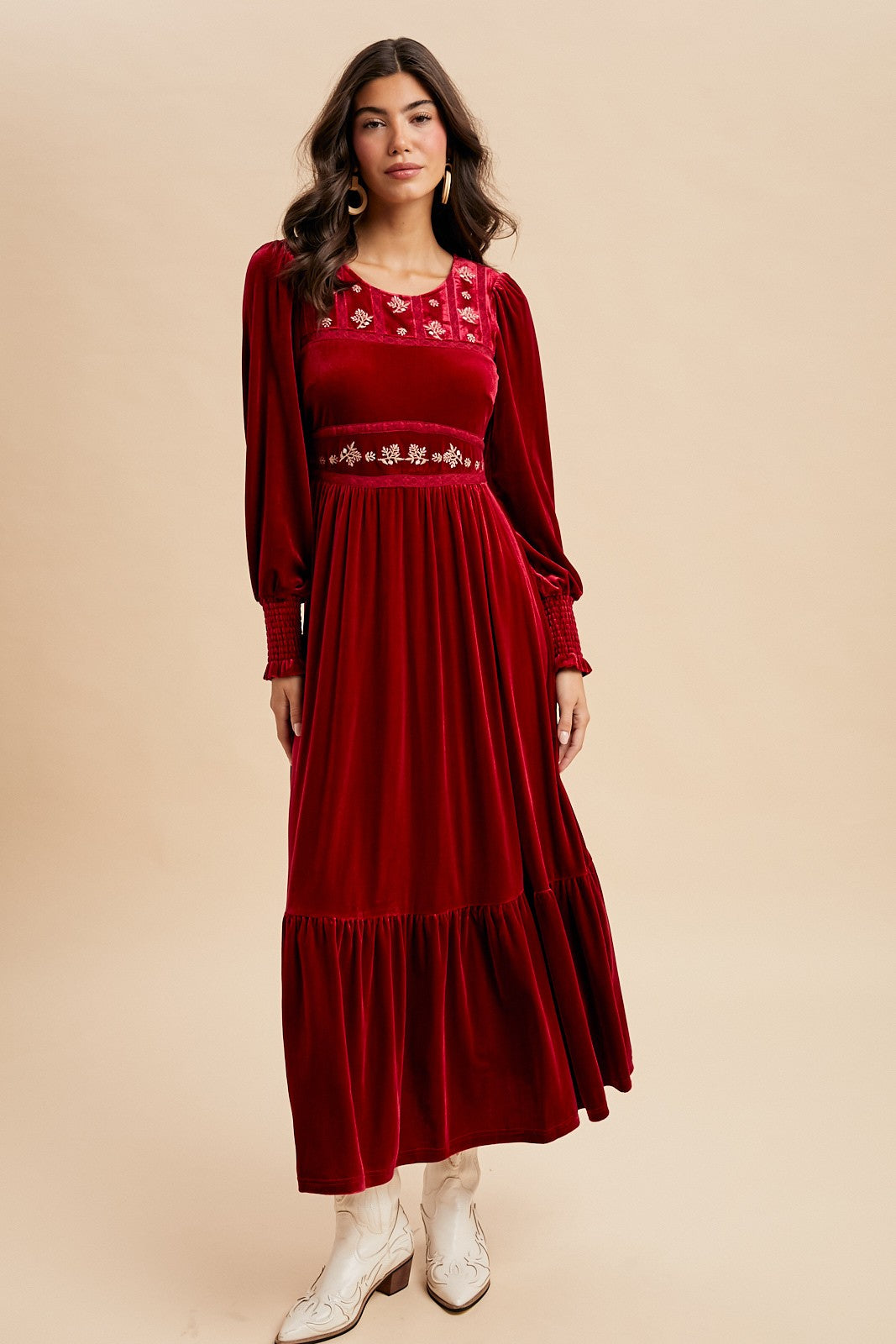 Folklore Embroidered Velvet Dress