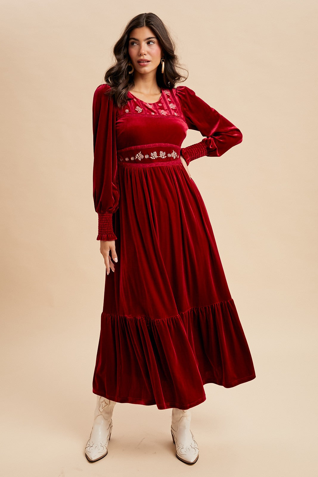 Folklore Embroidered Velvet Dress
