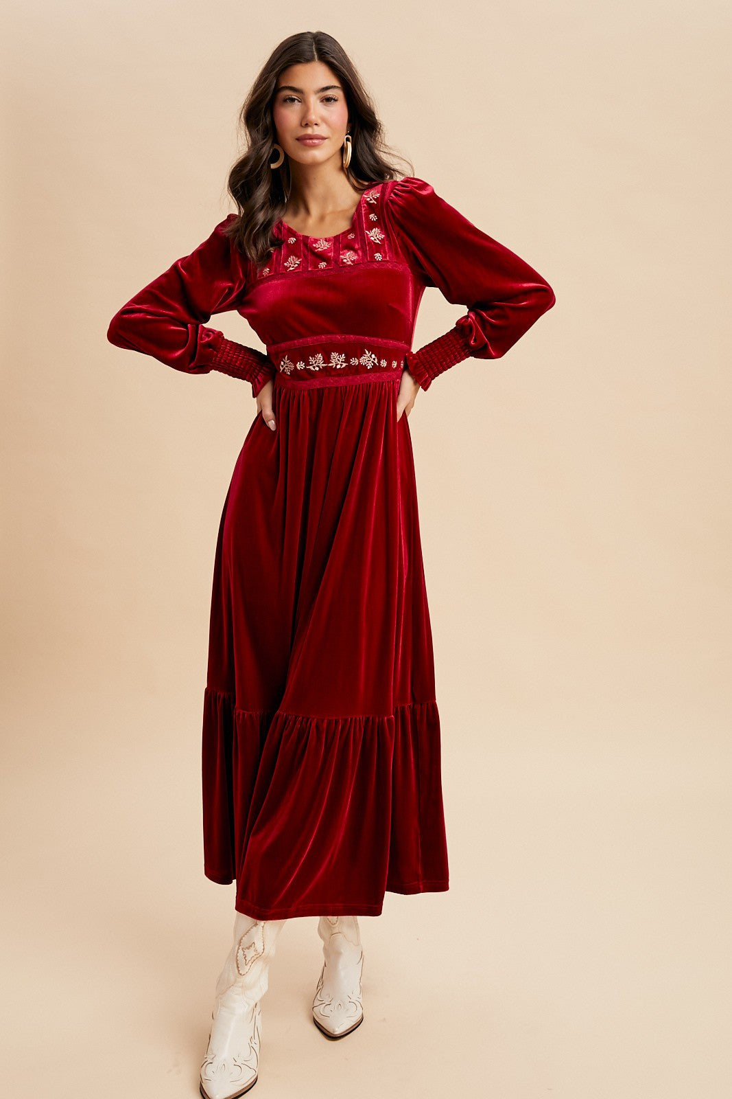 Folklore Embroidered Velvet Dress
