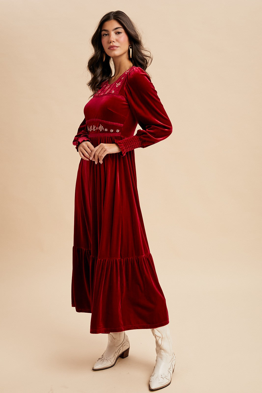 Folklore Embroidered Velvet Dress