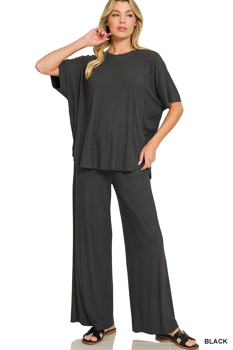 998 Weekend Vibe Ribbed Lounge Set PLUS Zenana SM-3X