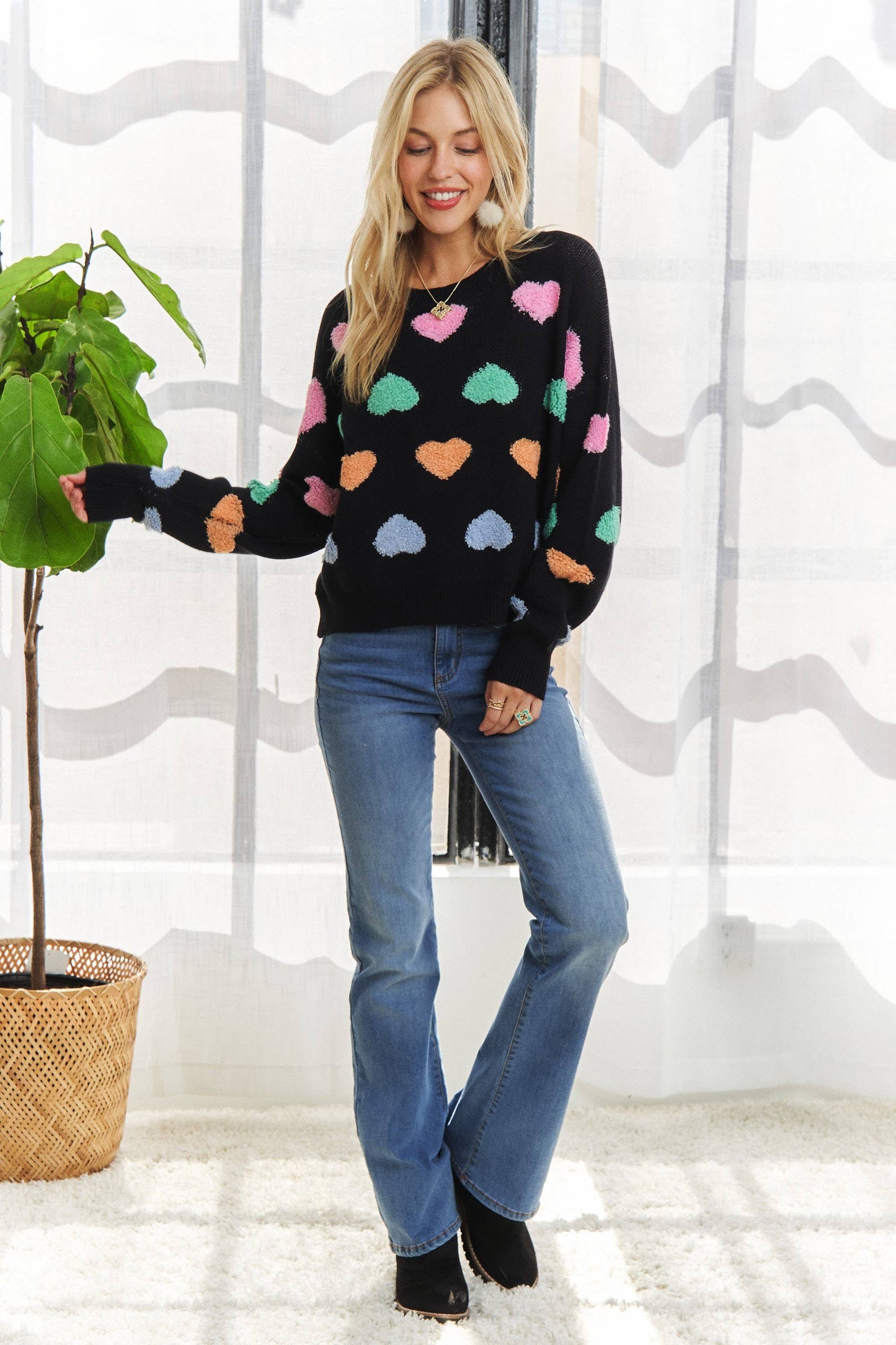371 Sweetheart Fuzzy Knit Sweater