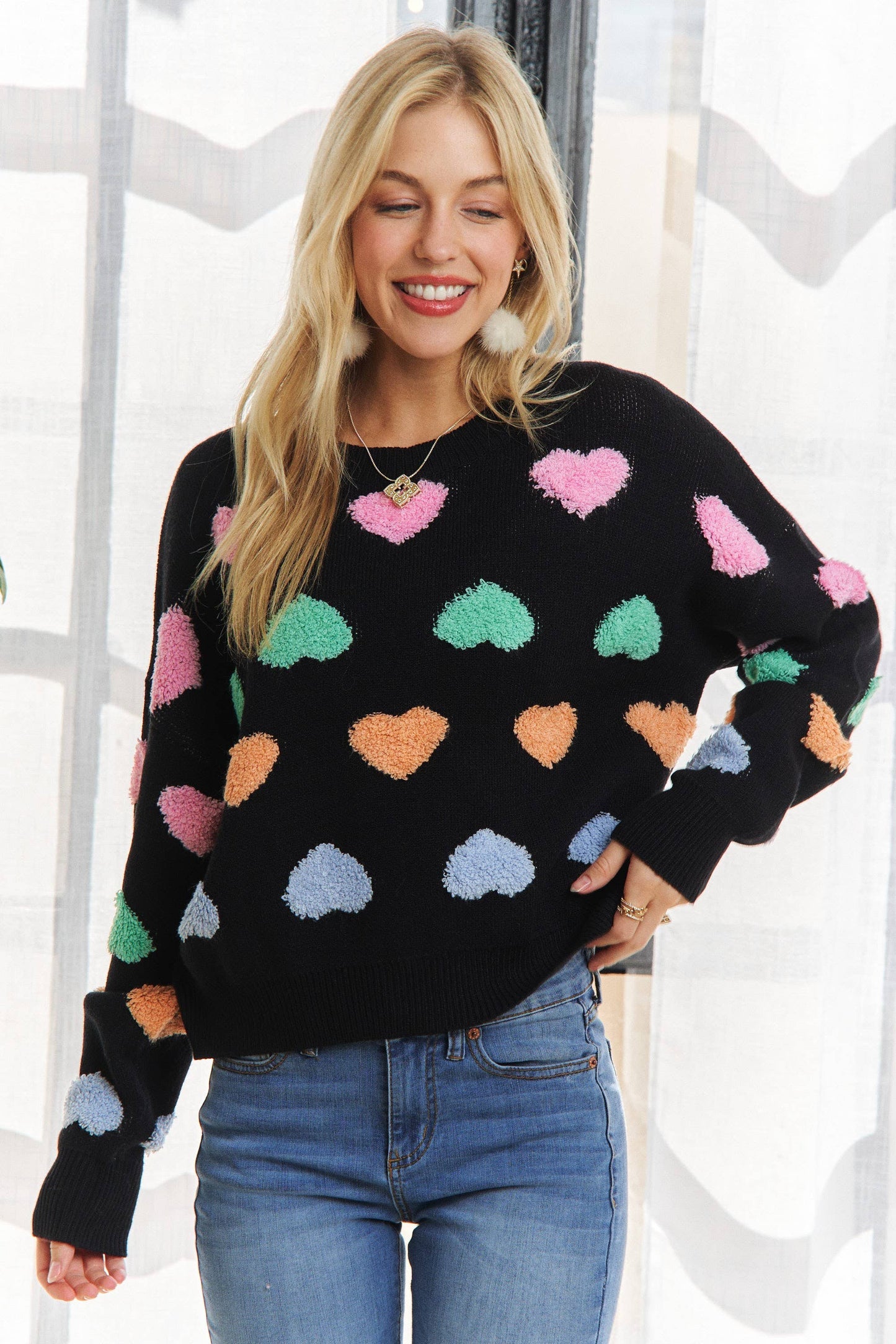 371 Sweetheart Fuzzy Knit Sweater