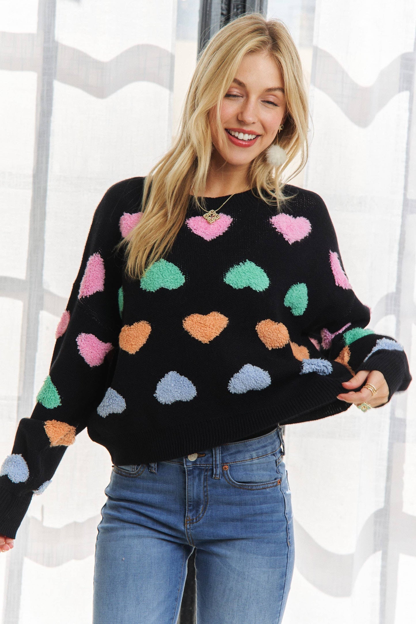 371 Sweetheart Fuzzy Knit Sweater