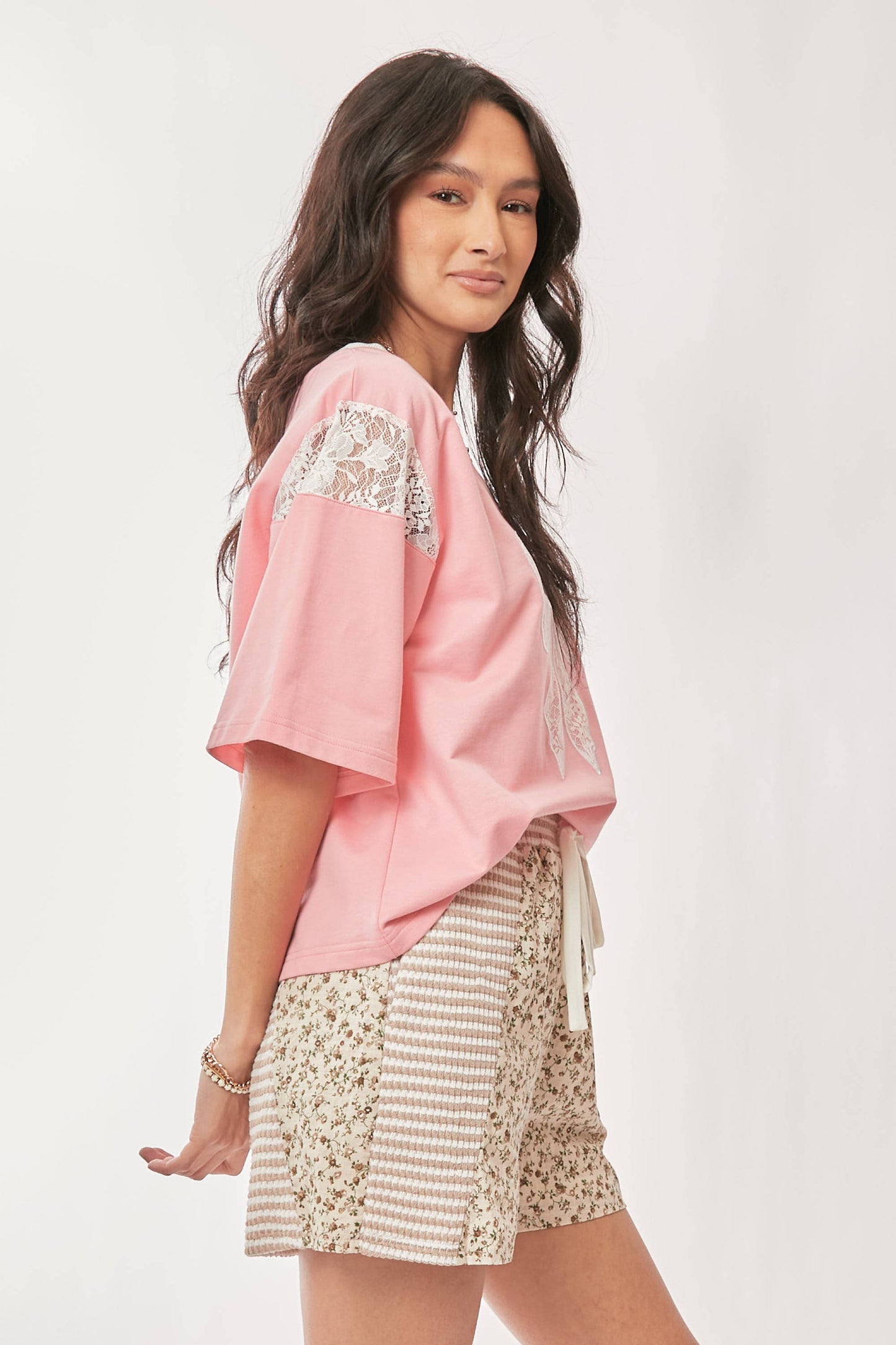 441 Sweet Promise Lace Ribbon V-Neck Top Davi Dani