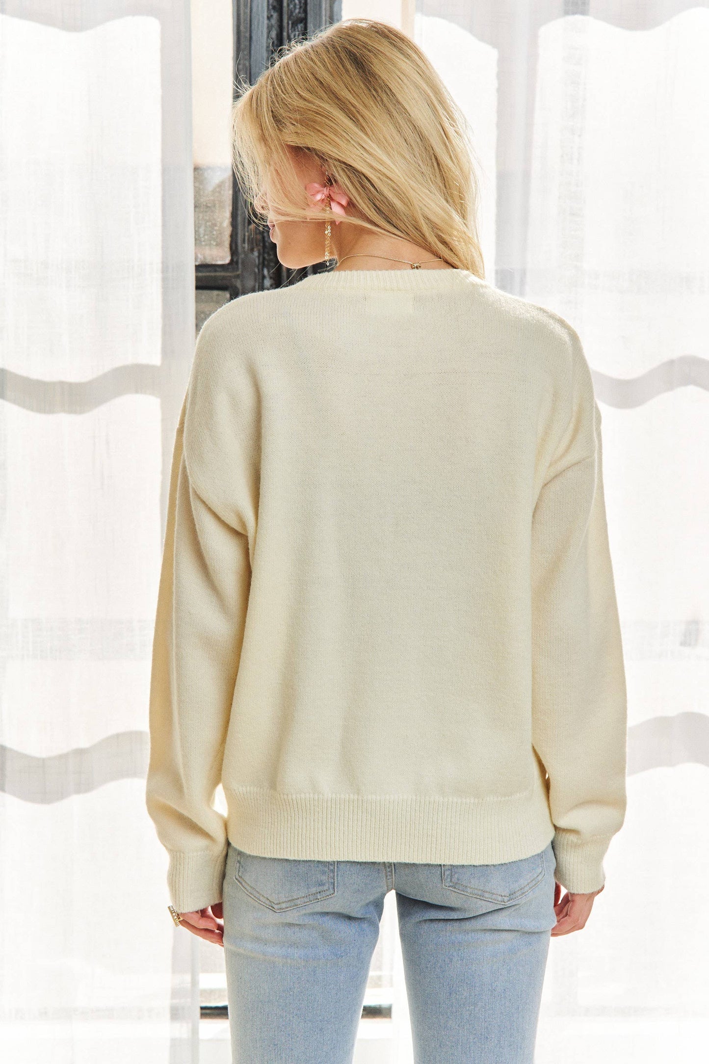 764 Lovely Heart Knit Sweater Top