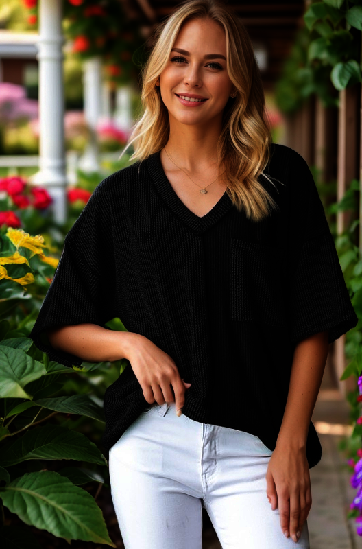 2587 Soft & Casual Ribbed Tee HEIMISH