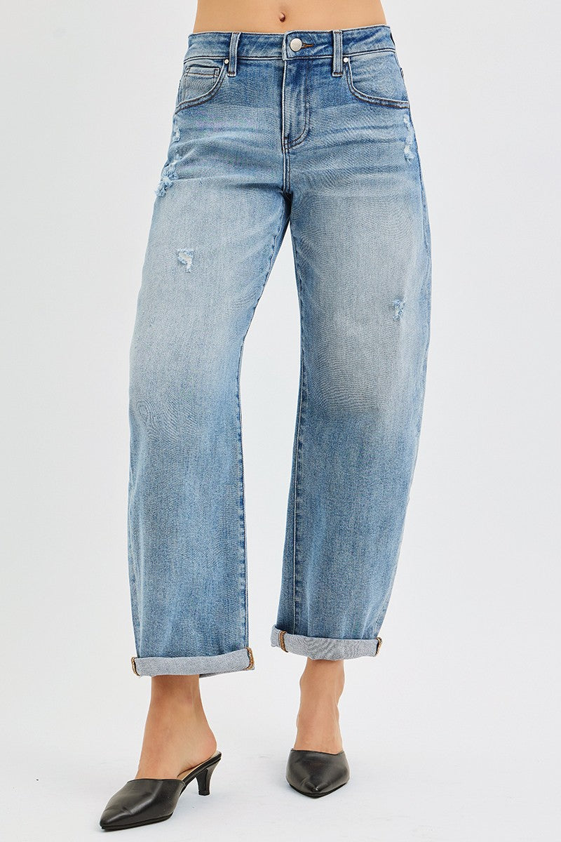 Chill Babe Slouchy Ankle Length Barrel Jeans