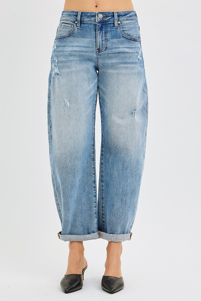 Chill Babe Slouchy Ankle Length Barrel Jeans