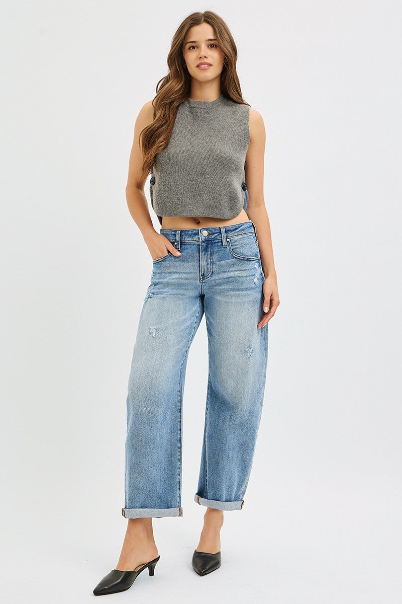Chill Babe Slouchy Ankle Length Barrel Jeans