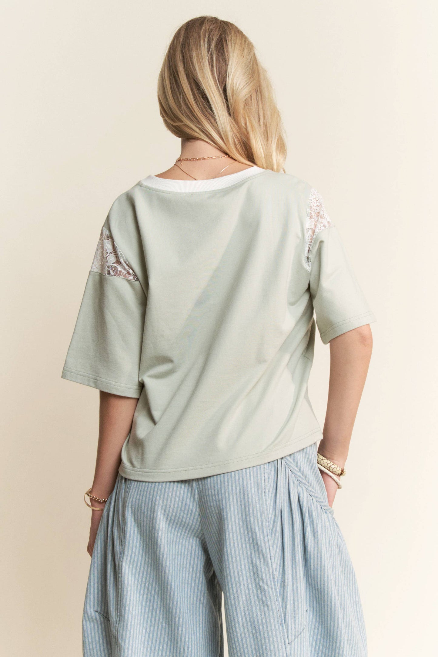 441 Sweet Promise Lace Ribbon V-Neck Top Davi Dani