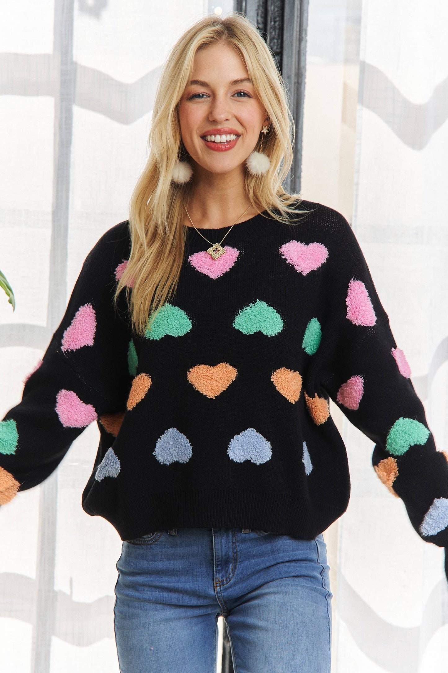 371 Sweetheart Fuzzy Knit Sweater