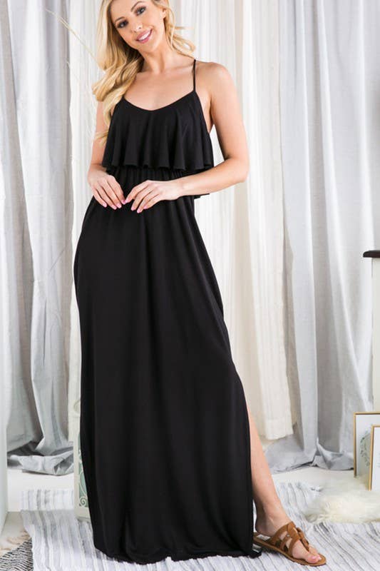 973 Ruffle Breeze Crisscross Maxi Dress