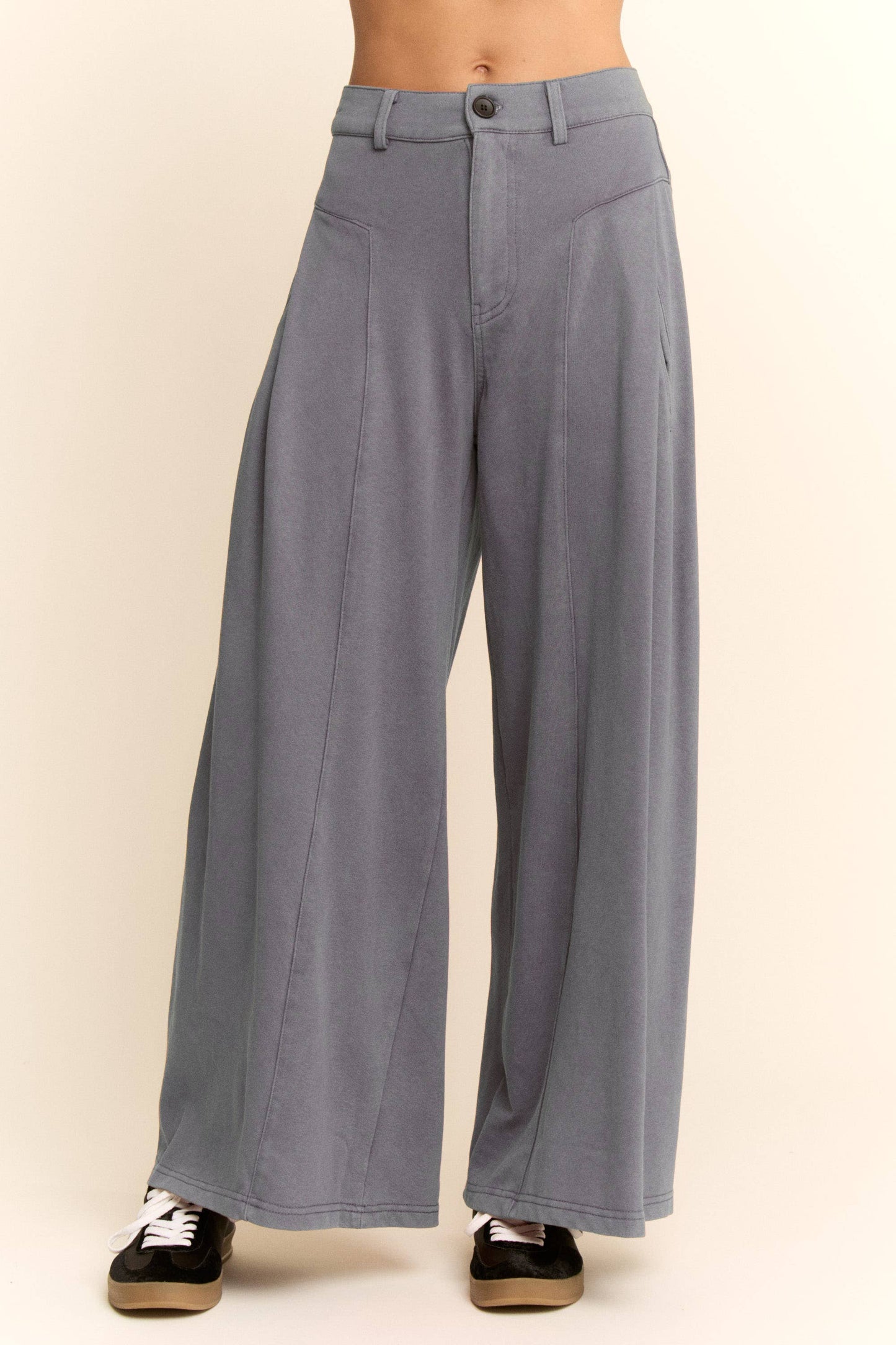 493 HIGH WAISTED FRONT SLIT WIDE LEG DENIM PANTS Davi & Dani