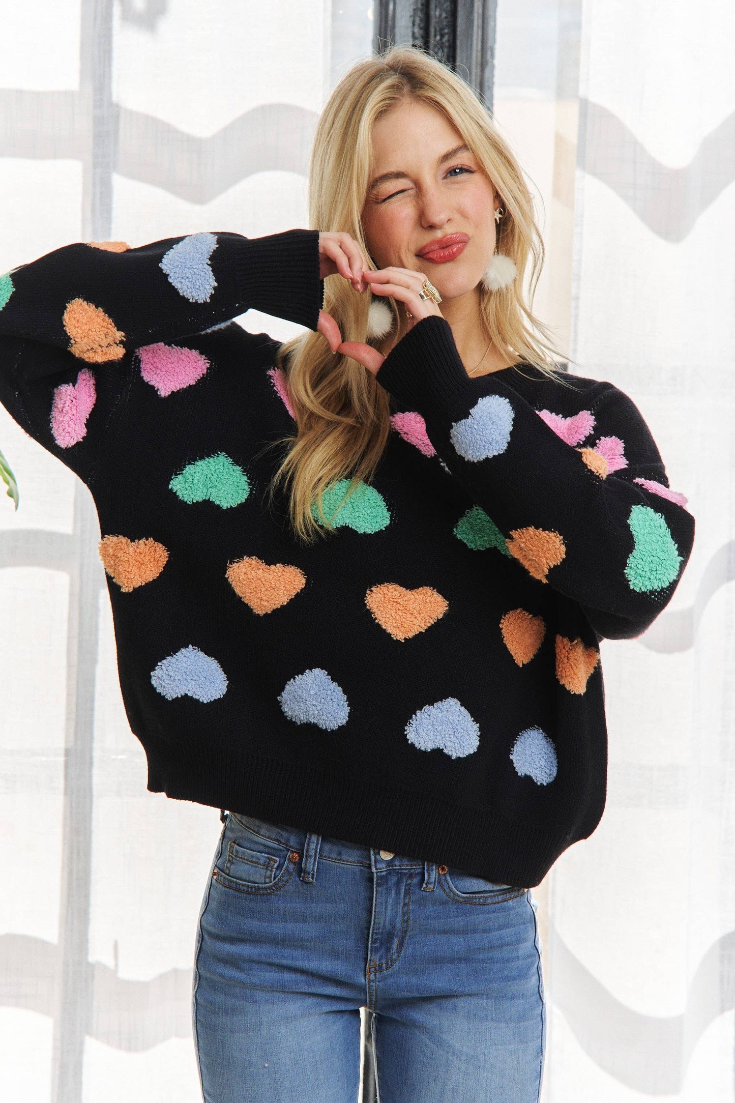371 Sweetheart Fuzzy Knit Sweater