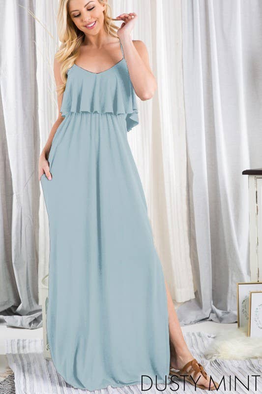 973 Ruffle Breeze Crisscross Maxi Dress