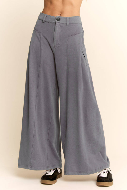 493 HIGH WAISTED FRONT SLIT WIDE LEG DENIM PANTS Davi & Dani