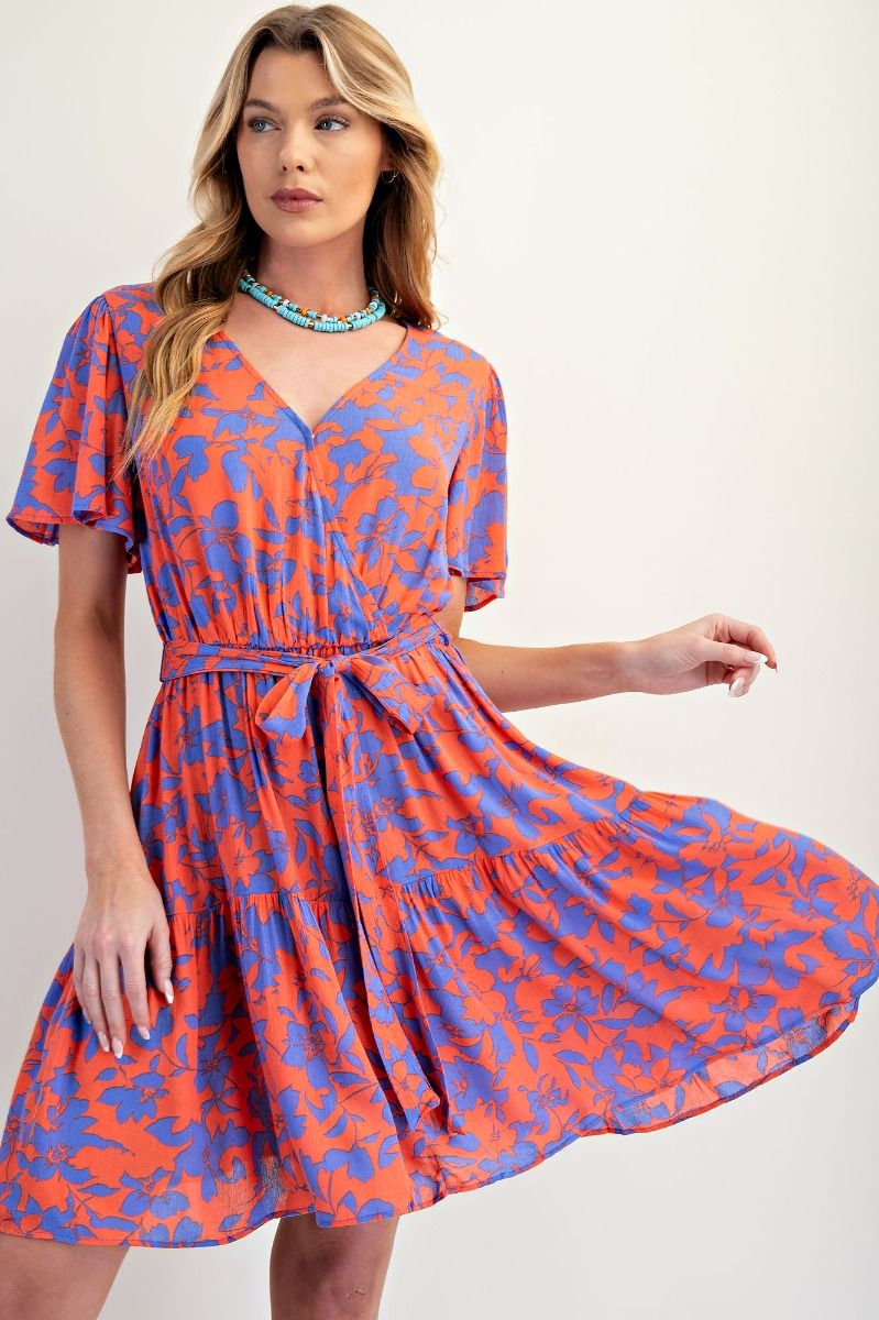 588 Tropical Escape Swing Dress EASEL SM-LARGE