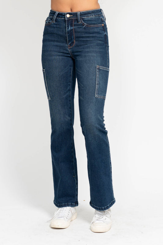 CARLY Weekend High Waist Cargo Bootcut Judy Blue