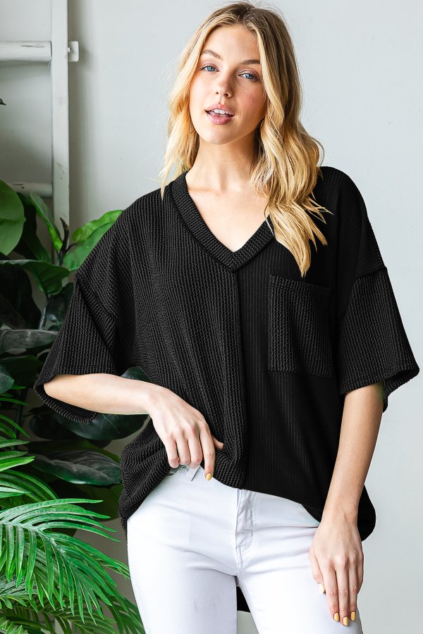 2587 Soft & Casual Ribbed Tee HEIMISH